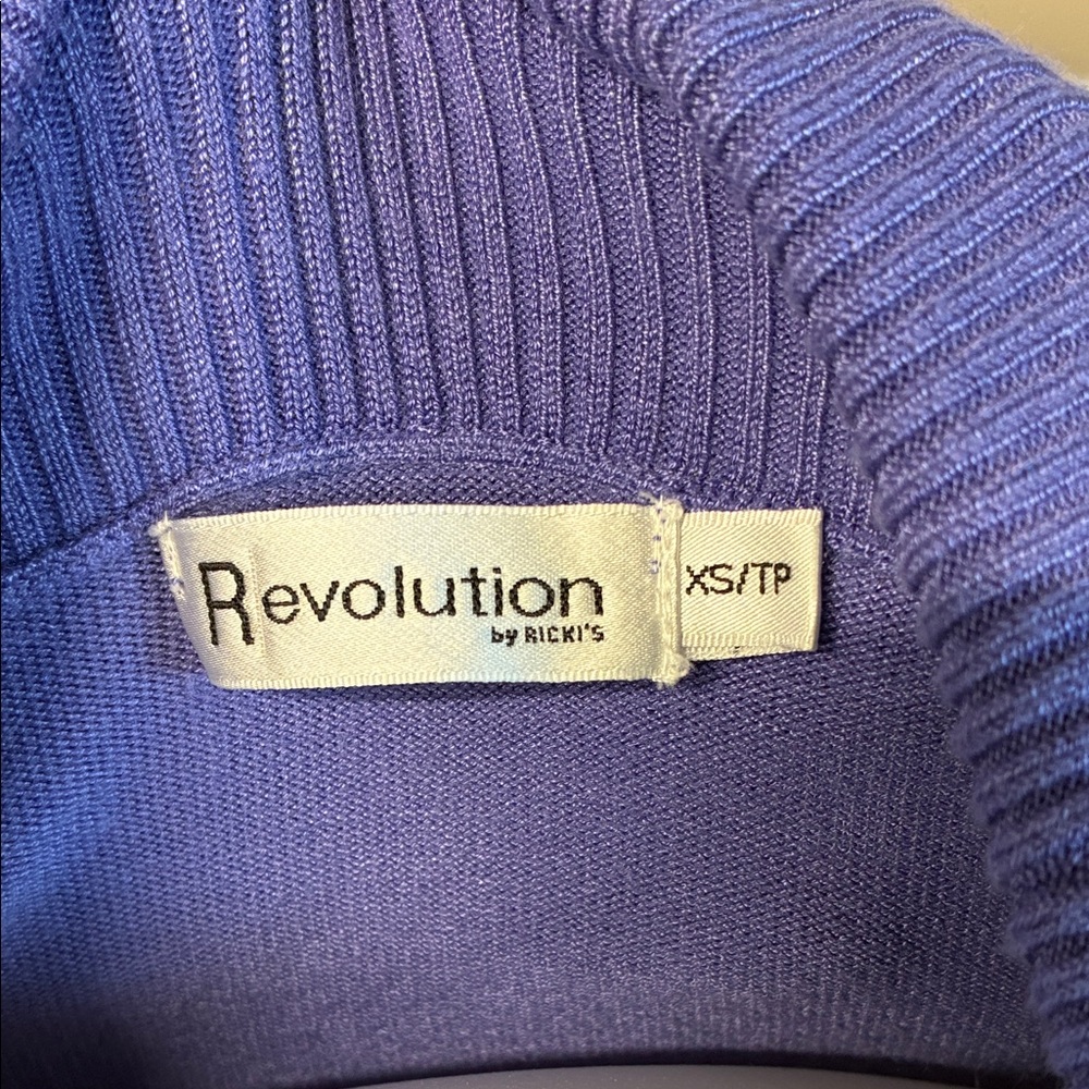 Ricki's Elegant Purple Asymmetrical Cowl Neck Sweater; Button Accents; Size: XS - Picture 2 of 8